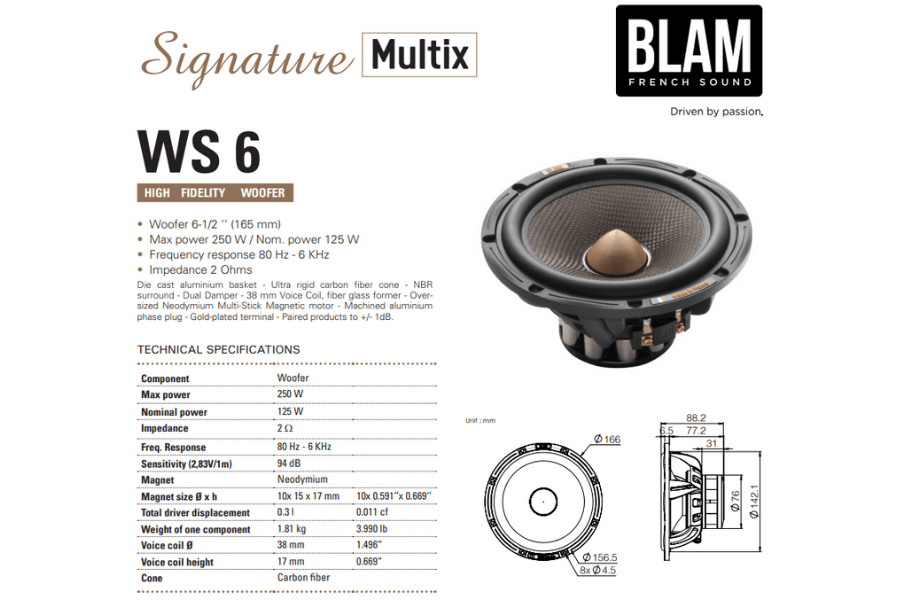 BLAM SIGNATURE MULTIX S165 M2 MG 165mm (6.5 inch) 250W 2-Way