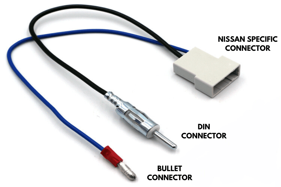 Nissan (grey rectangle to DIN connector) antenna adapter (With male ...