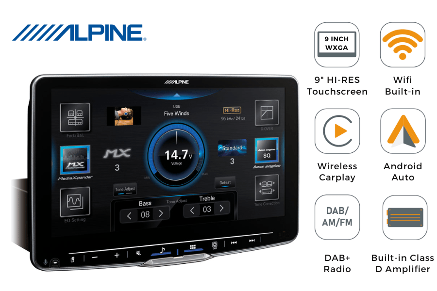 Alpine ILX905D Halo 9 inch touchscreen stereo head unit with wireless ...