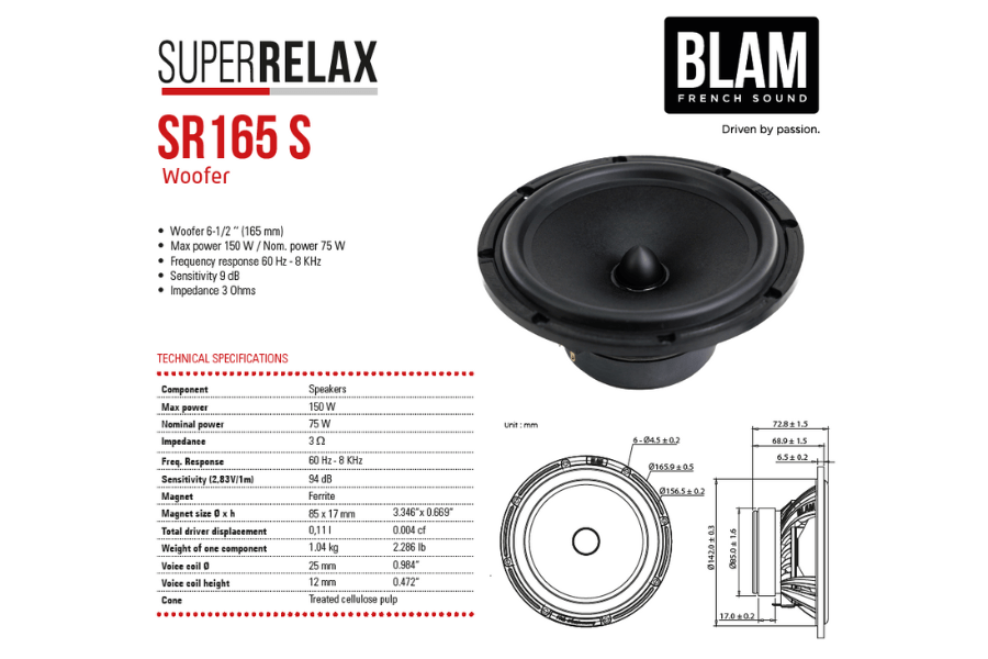 BLAM Super Relax SR165S 16.5cm/ 165mm (6.5