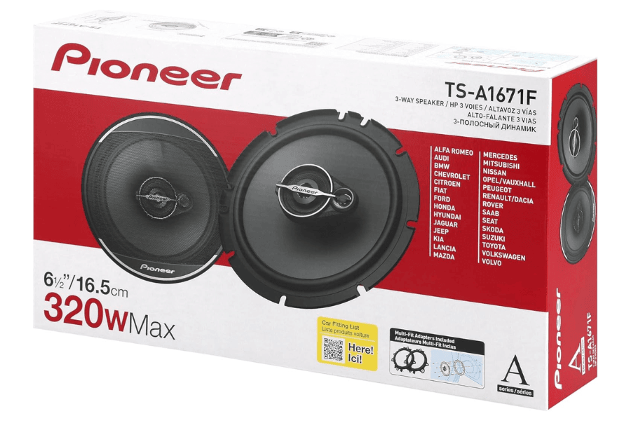 Kenwood 6.5" Factory Door Speaker Replacement Kit For 1999-2000 Honda Civic – KFC-1666S, 2-Way, 300W Peak, Includes Mounting Adapters